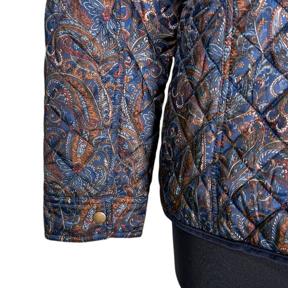 Talbots Womens Coat M Paisley Quilted Corduroy Snap Button Jacket Preppy Classic - Picture 10 of 10